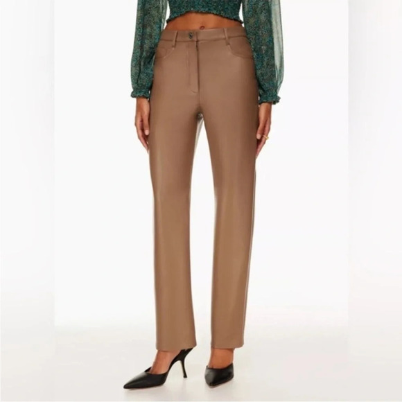 Aritzia Wilfred The Melina Pant Vegan Leather Brown Size 12 - Picture 1 of 10